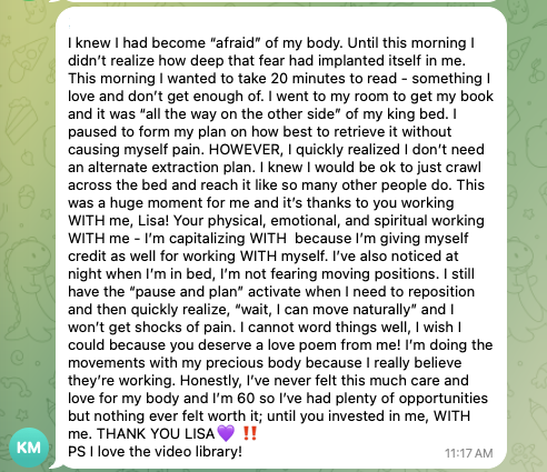 Testimonial from Kaye Moore